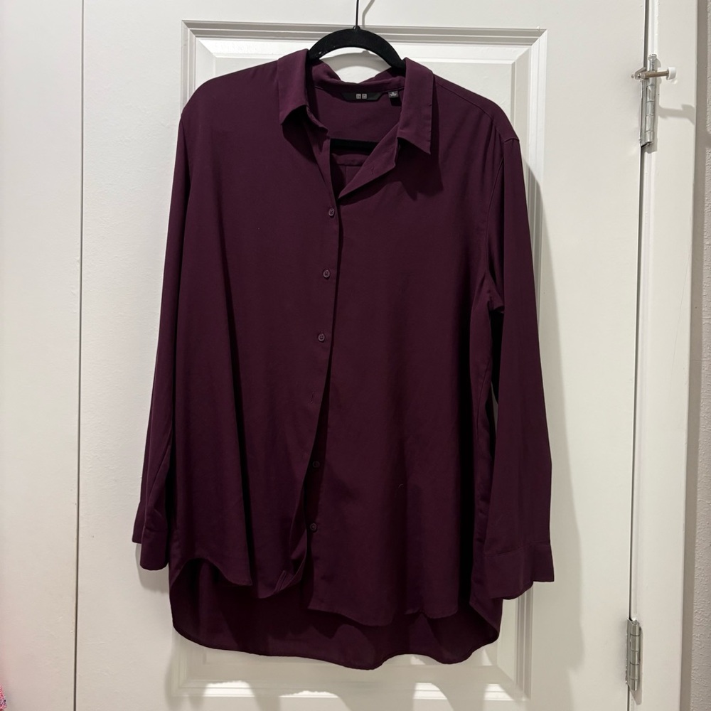 Uniqlo Women's Button-Up Long Sleeve Shirt - Deep Plum